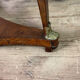 Empire pedestal table in mahogany and bronze, Saint-Anne grey marble with groove, circa 1800