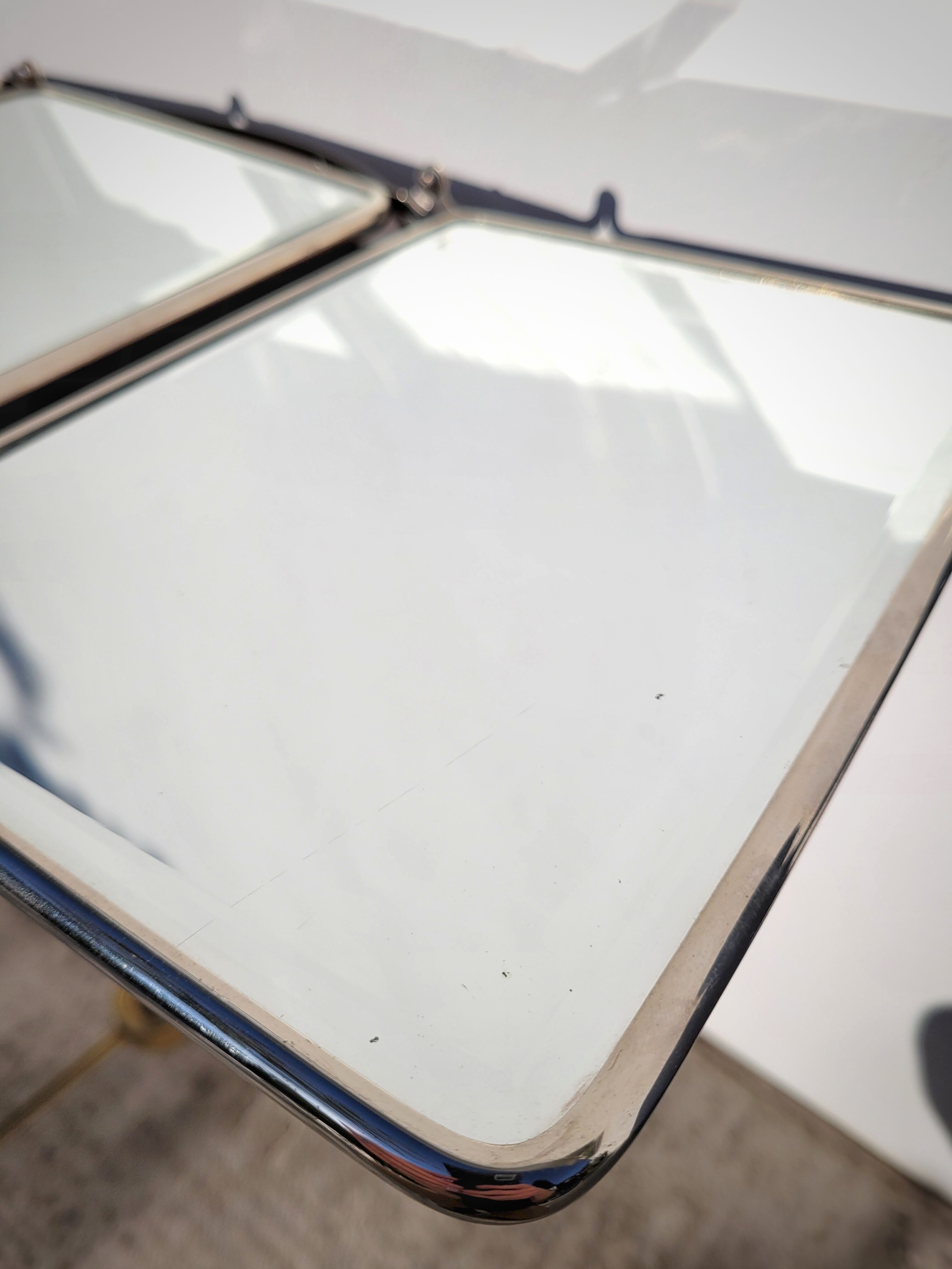 Beveled triptych barber mirror