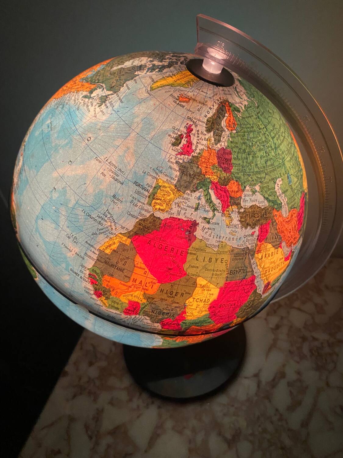 SEDIJE France illuminated terrestrial globe from the 70s