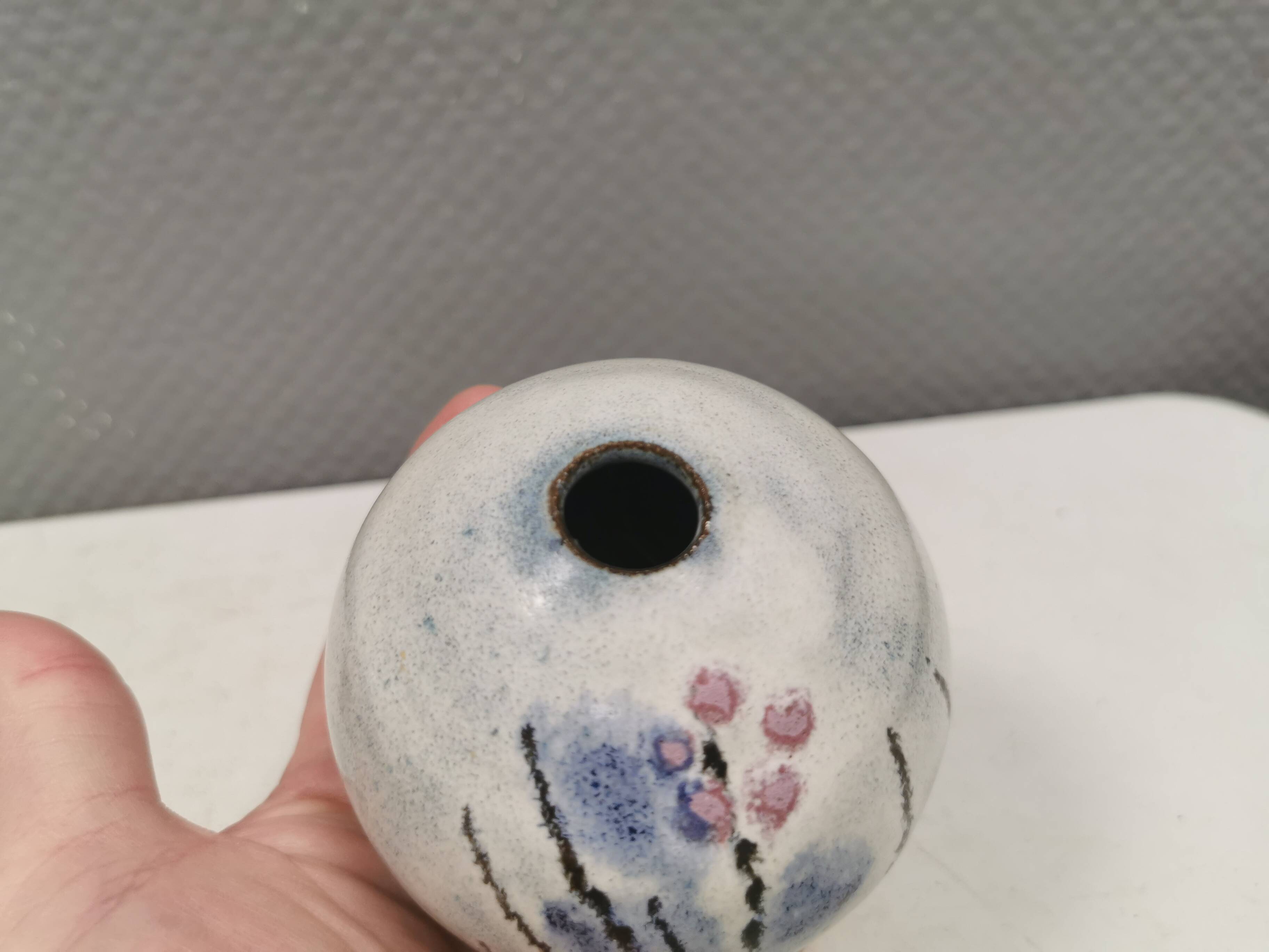 A beautiful little spherical vase from Danish Barholt Ceramics, 1970s–80s.