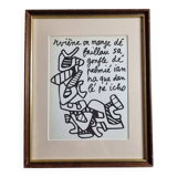 Screenprint after Jean Dubuffet framed under glass 25 cm by 31 cm