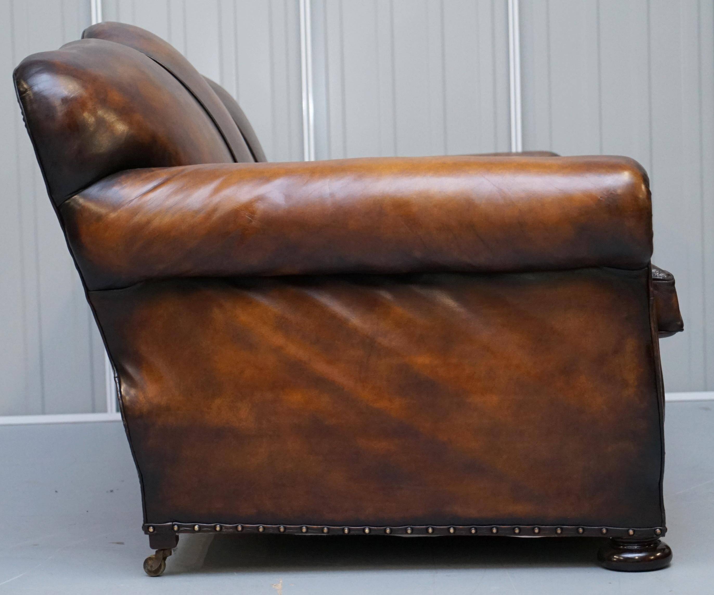 Restored vintage leather sofa from a gentleman's Victorian club.
