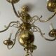 Antique Dutch 6-light chandelier in solid bronze
