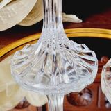 2 gold-edged crystal candlesticks