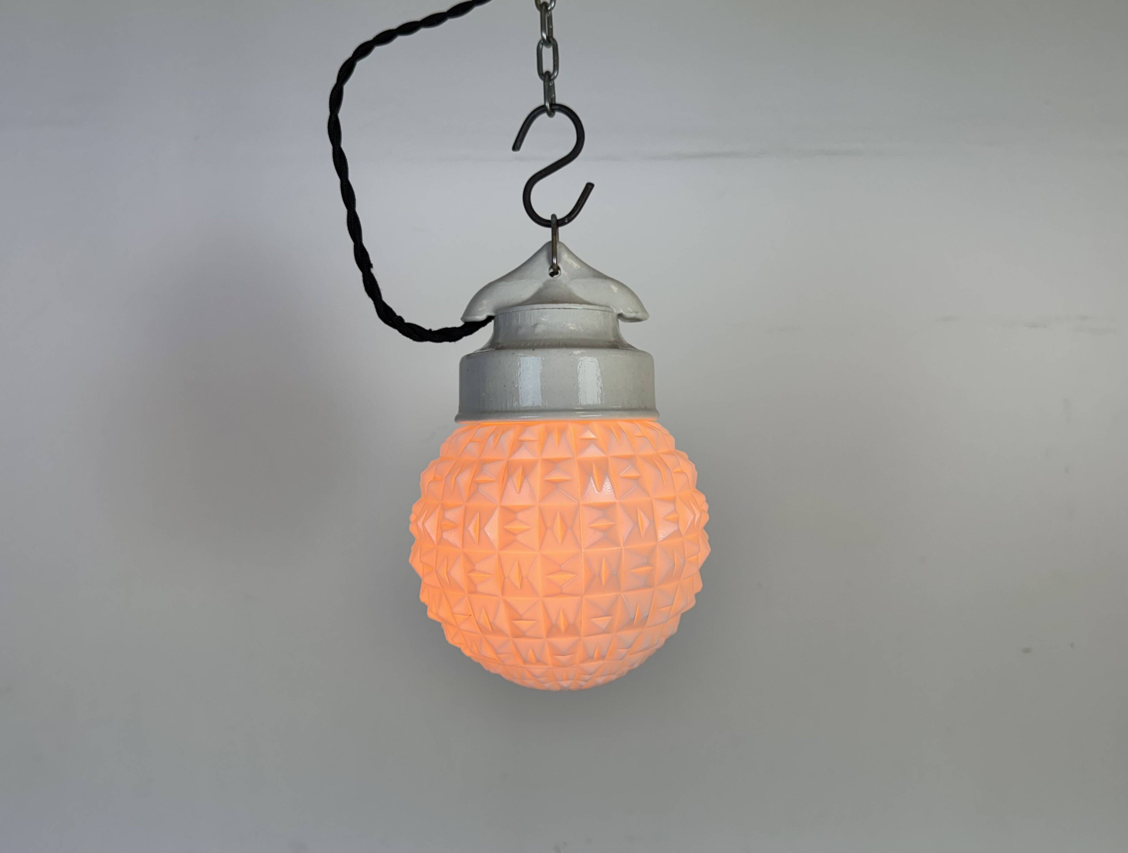 Vintage White Porcelain Pendant Light, 1970s