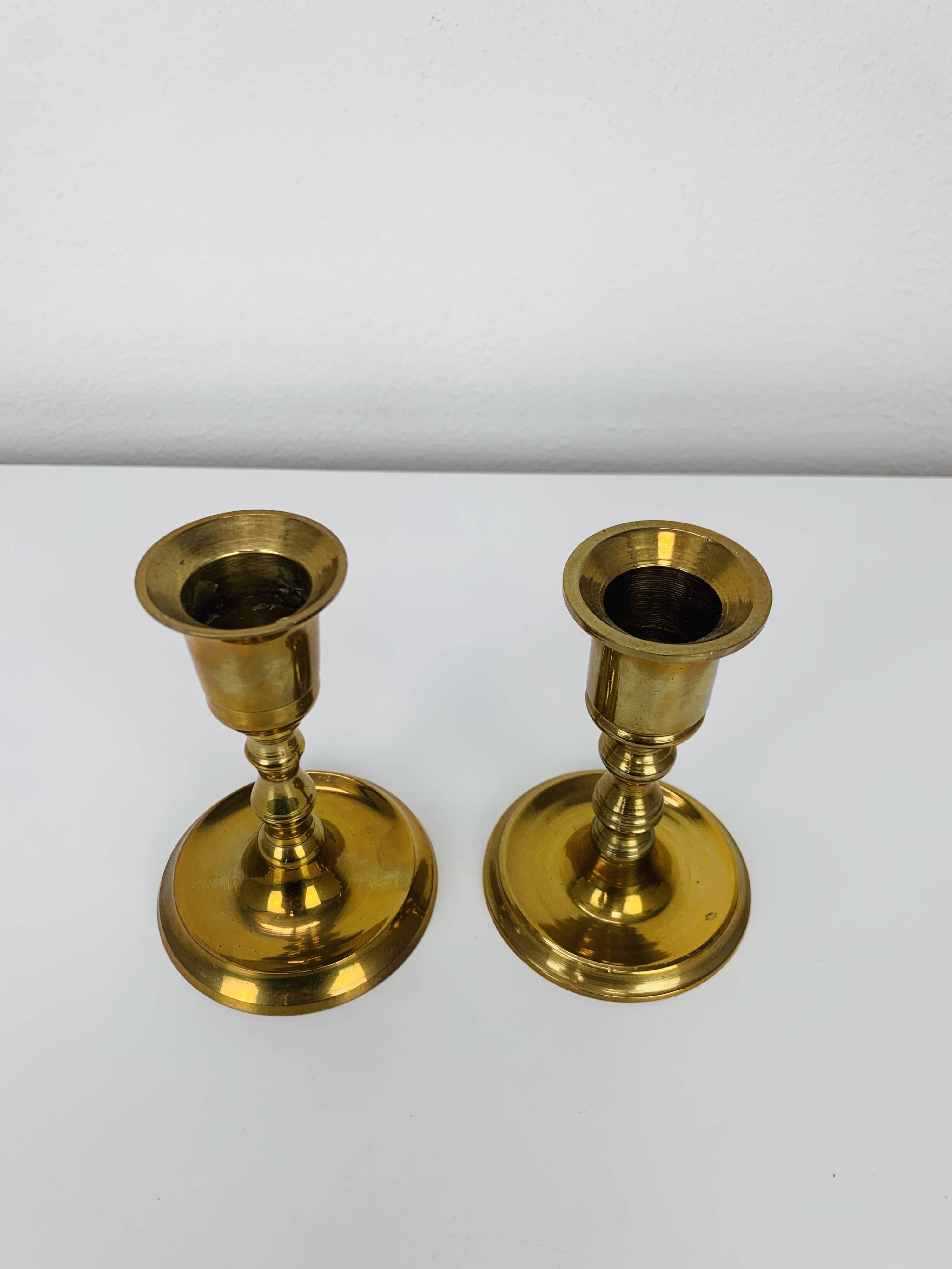 Pair of vintage gilded brass candlesticks