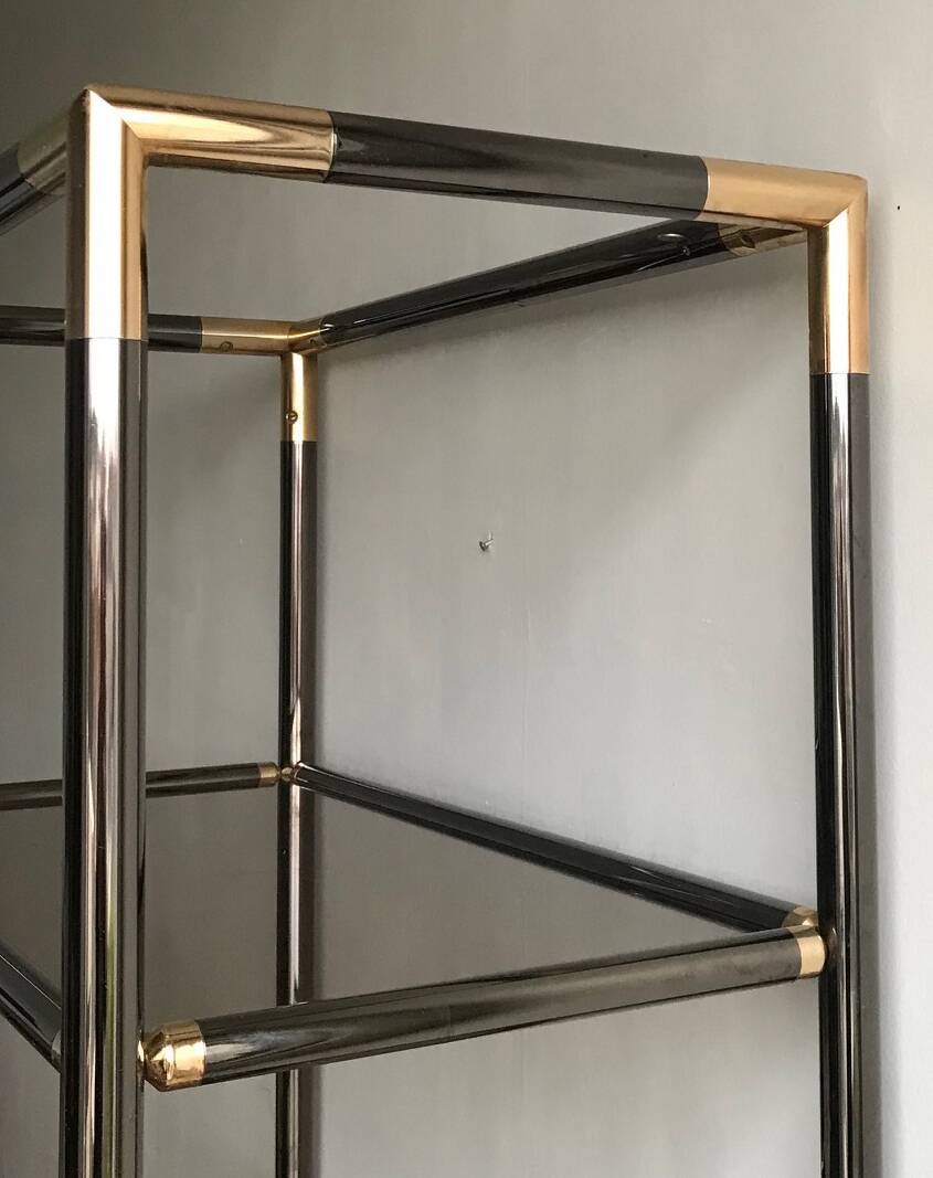 Étagère  en métal et verre - Italie années 1970