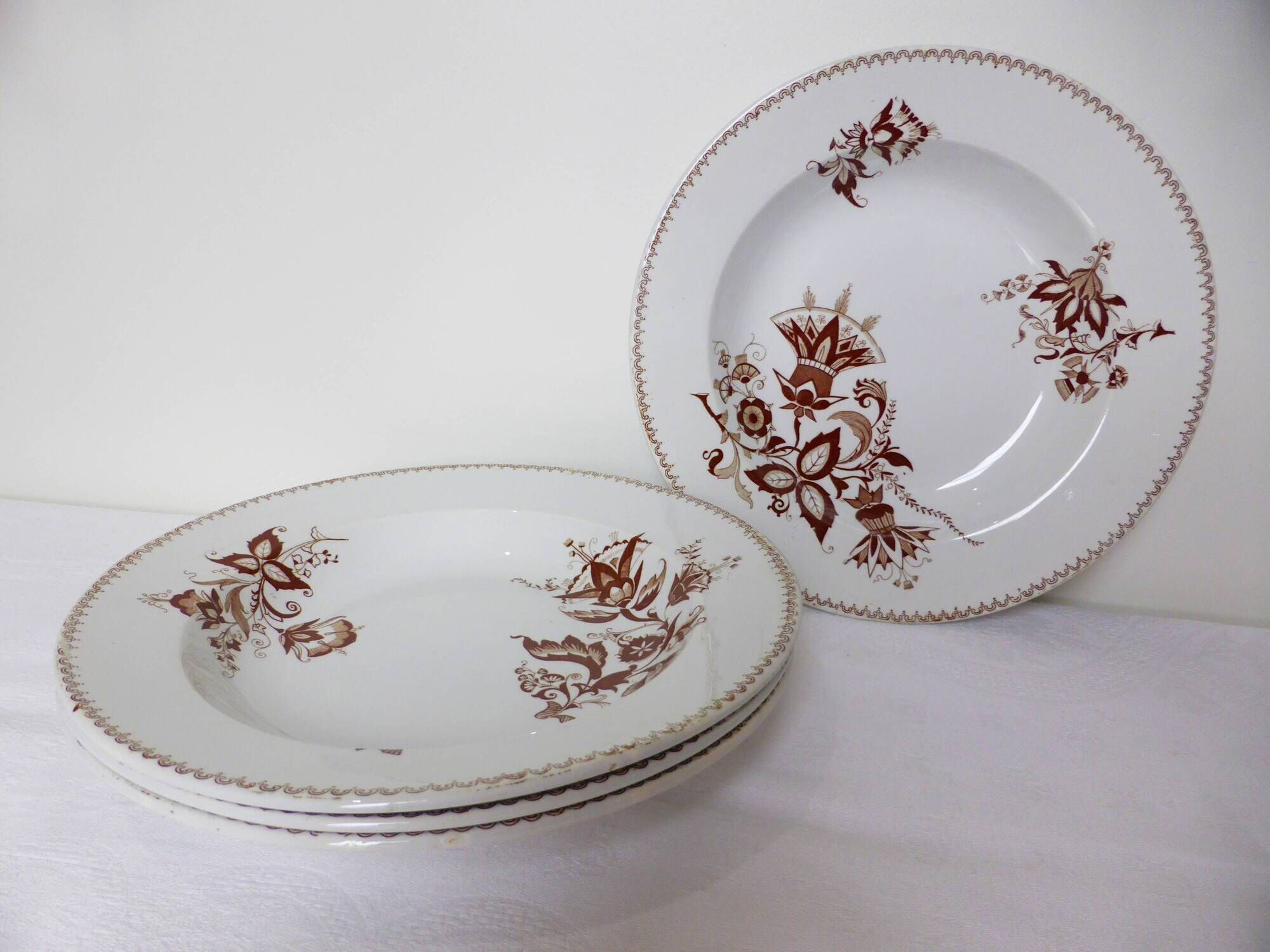 Set of 4 vintage deep plates from Sarreguemines, Danish model 210429.