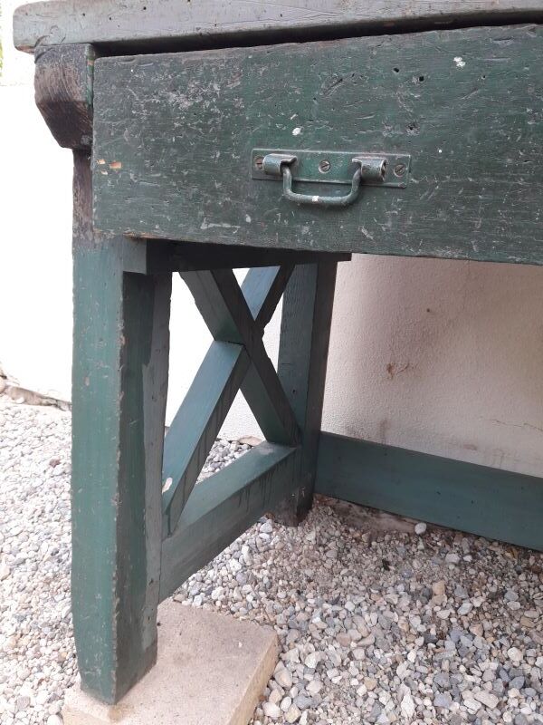 Établi industriel d'atelier 4m ancien