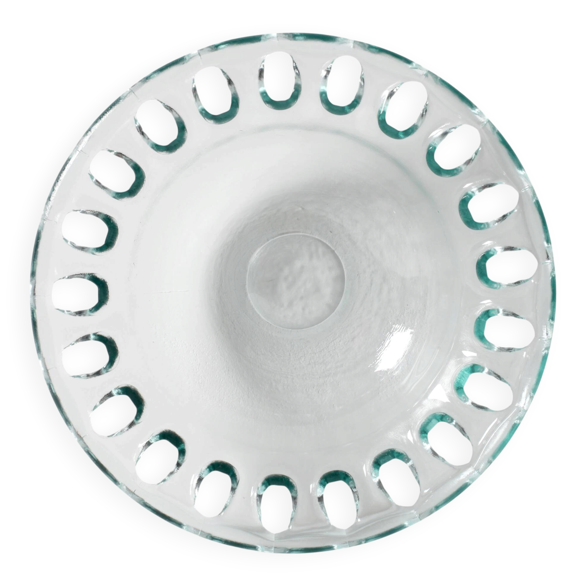 Vintage Georgia Green Recycled Glass Fruit Bowl / Cutout Platter / Spain