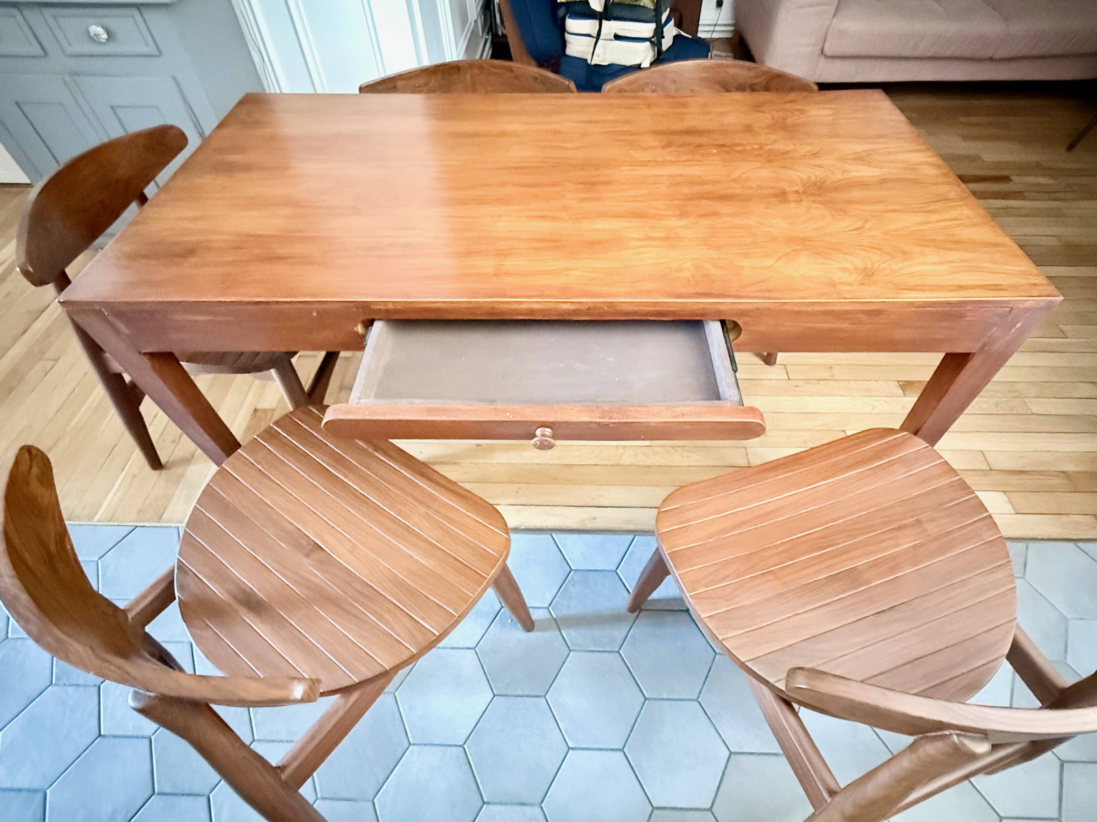 Dining table + 6 chairs inspired by Hans J. Wegner CH30 – rosewood wood