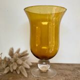 Amber bubble glass vase