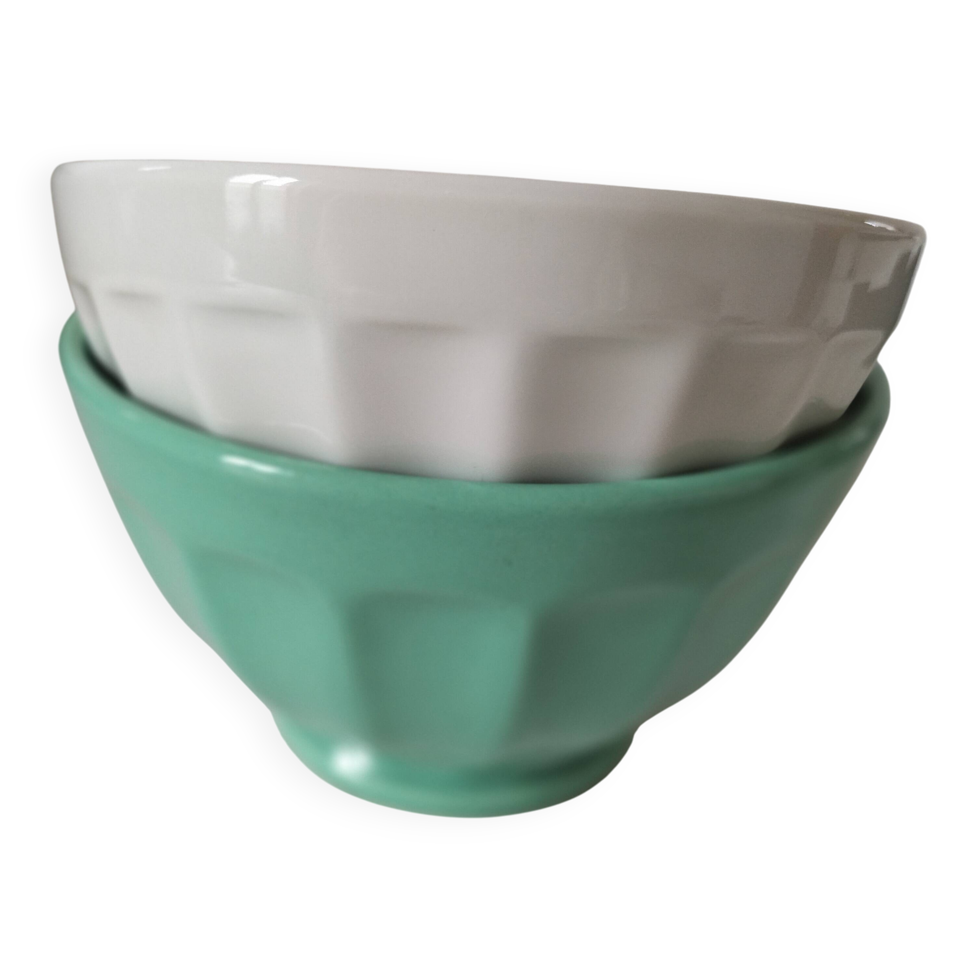 Vintage Faceted Farmhouse Bowl Duo