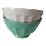 Vintage Faceted Farmhouse Bowl Duo