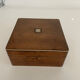Old square wooden box, a bit of marquetry, padded, box.