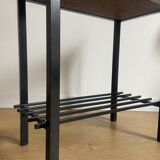 Side table or end of sofa in wrought iron and enamelled lava stone circa 1960