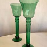 Pair of XXL candle holders in blown glass