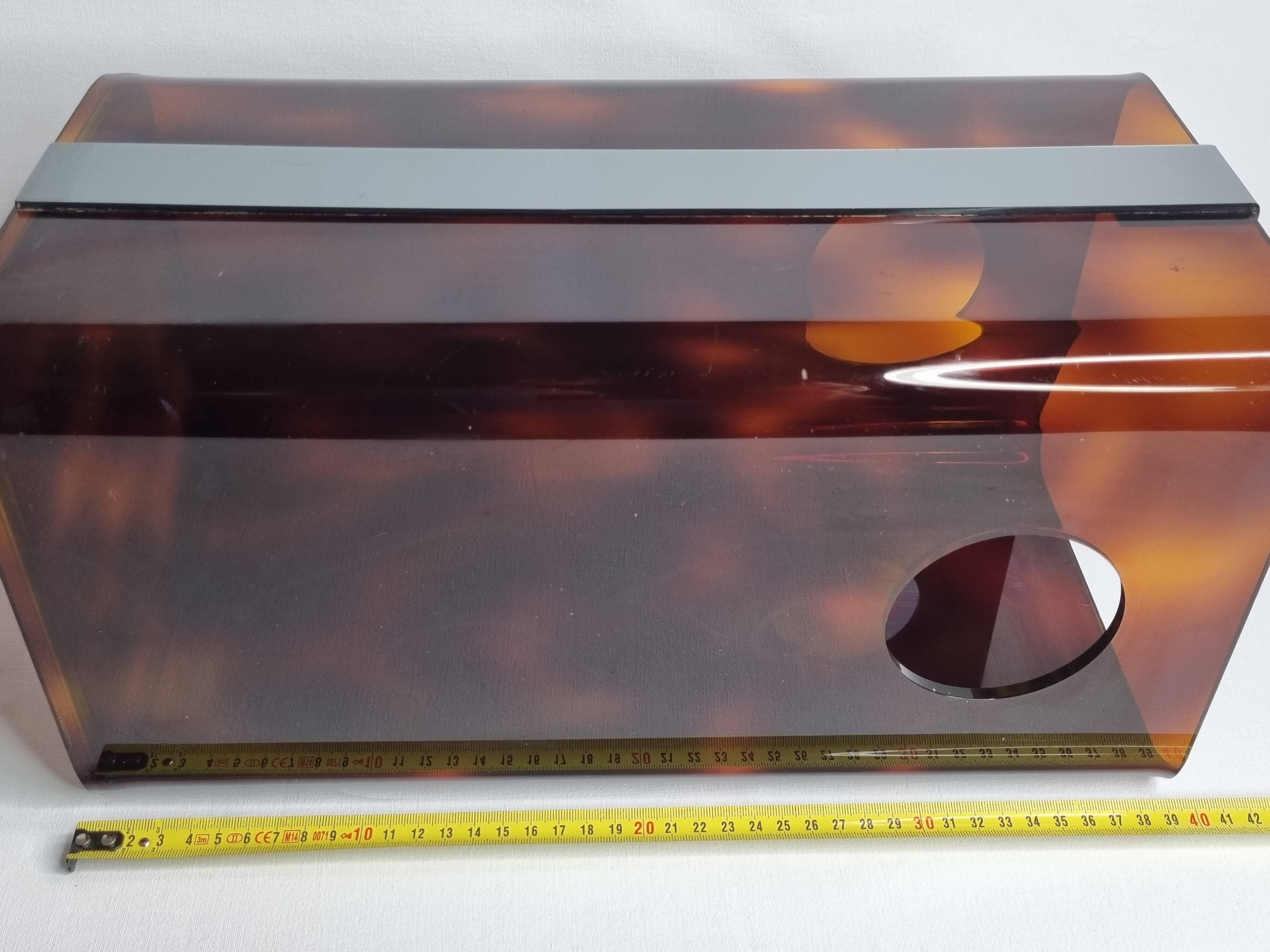 Tortoiseshell Lucite wastepaper basket by Michel Dumas for Roche Bobois, 70