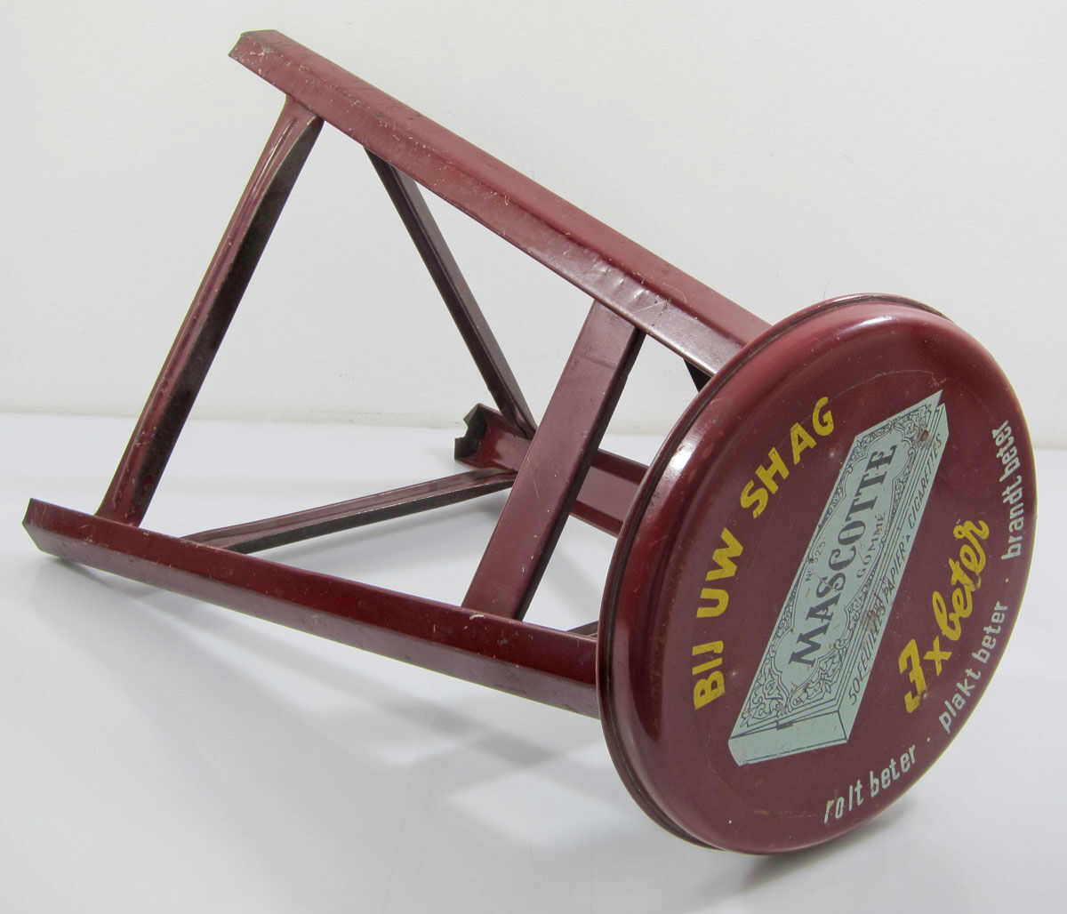 Mascotte Red Metal Stool – 1950s Cigarette Advertising Collectible