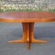 Round wooden table with 3 extensions, table with central star foot, dining table, living room table