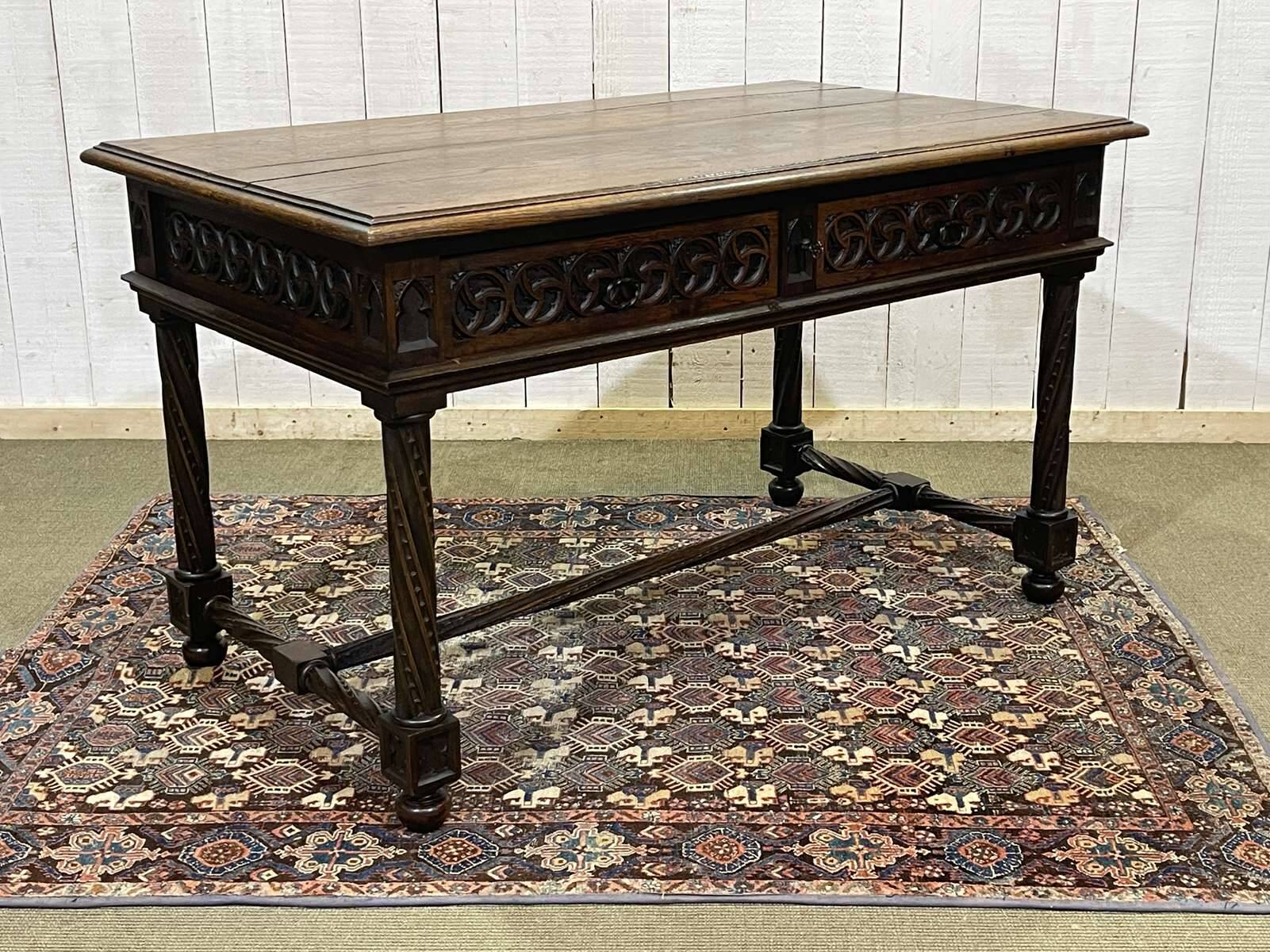 Late 19th century Gothic style oak desk
