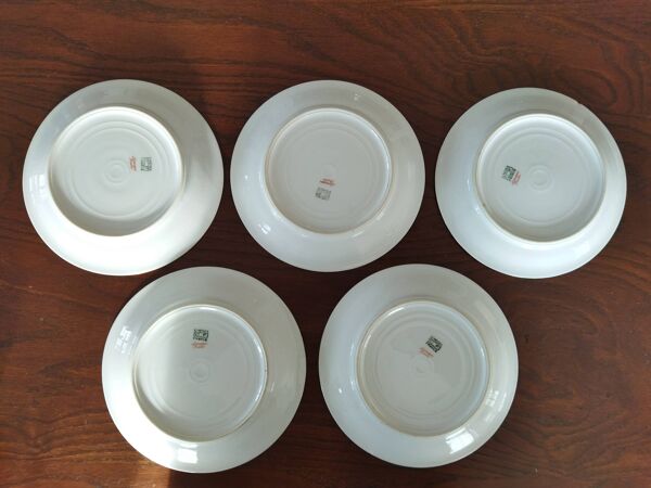 Plat et 11 assiettes à dessert en porcelaine Chapus Frères Limoges