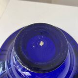 Cobalt blue glass bowl with Art Deco bird decor