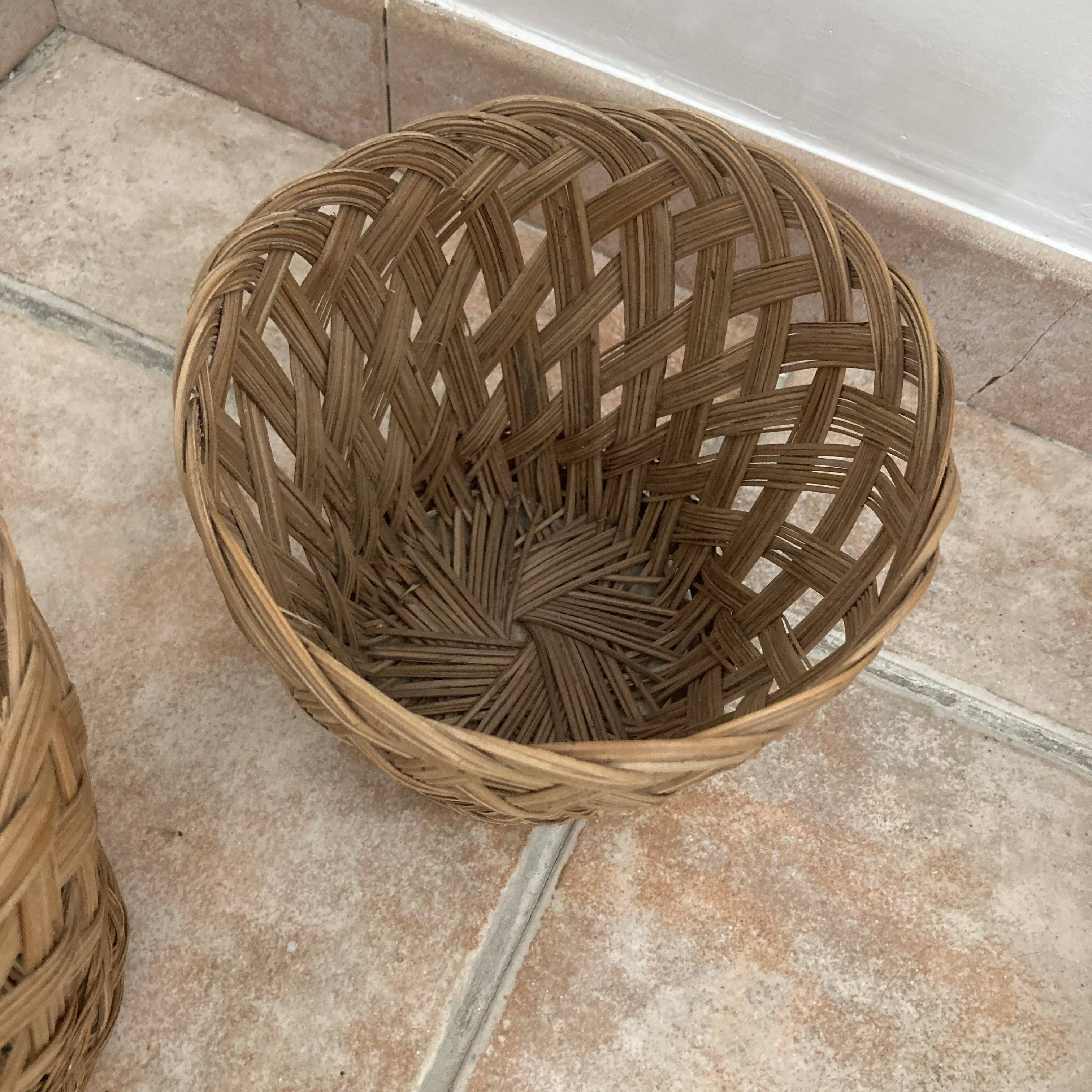 Vintage woven wicker plant pot cover