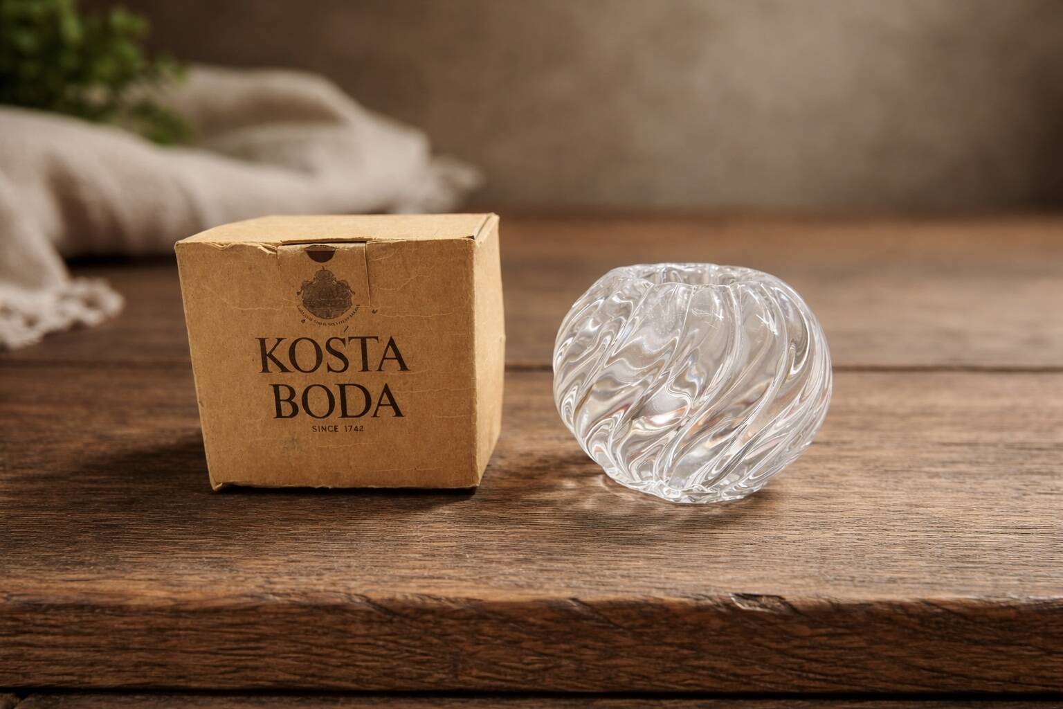 Kosta Boda Cristallo Candle Holder Sweden Vintage 80s Scandinavian Design H9cm