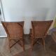 Vintage set of 2 garden woven rattan chairs - sky blue nets - 40