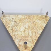 Brutalist Triangle Coffee Table in Marble and Stainless Steel, 1970s