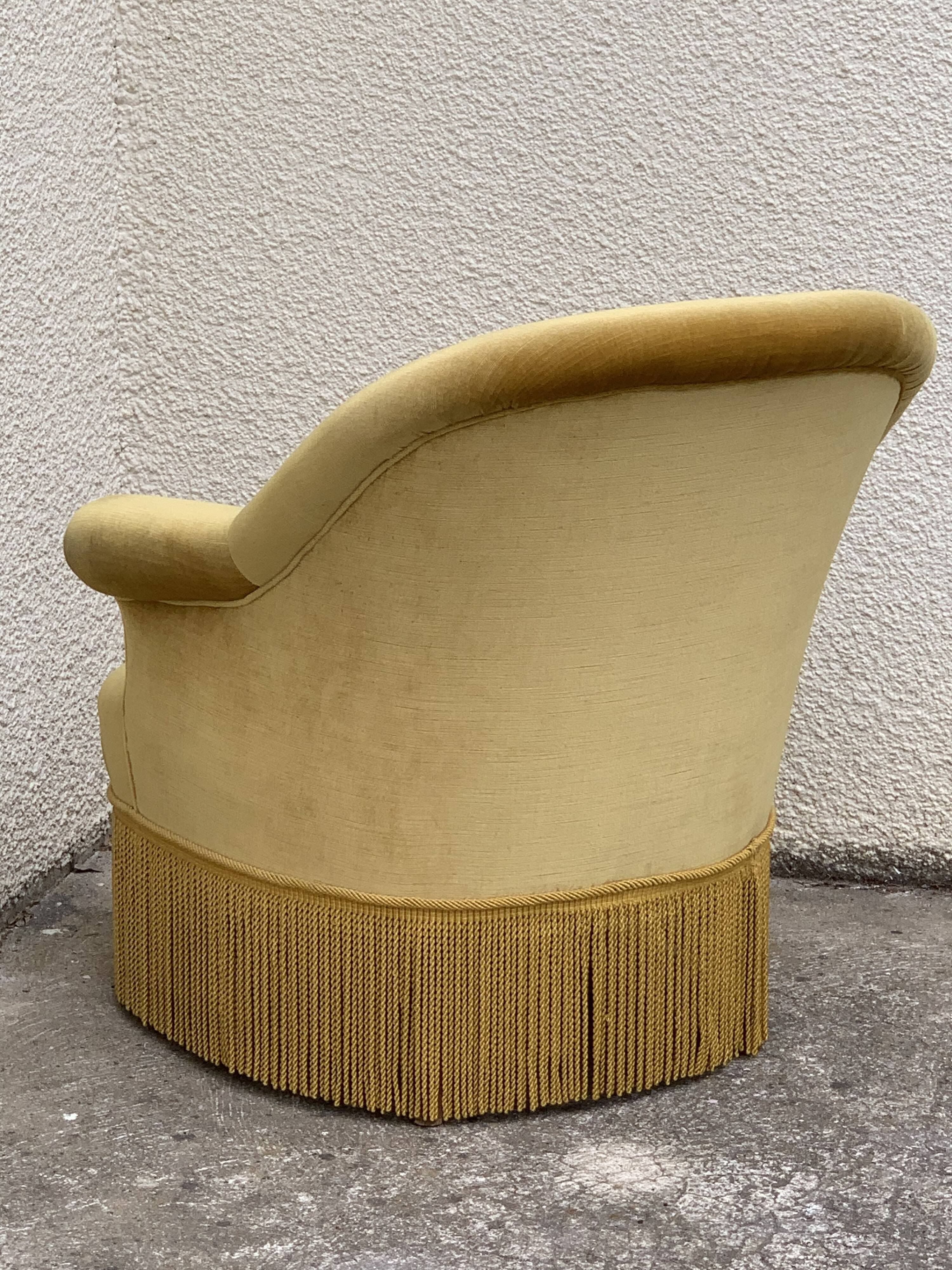 Golden velvet toad armchair