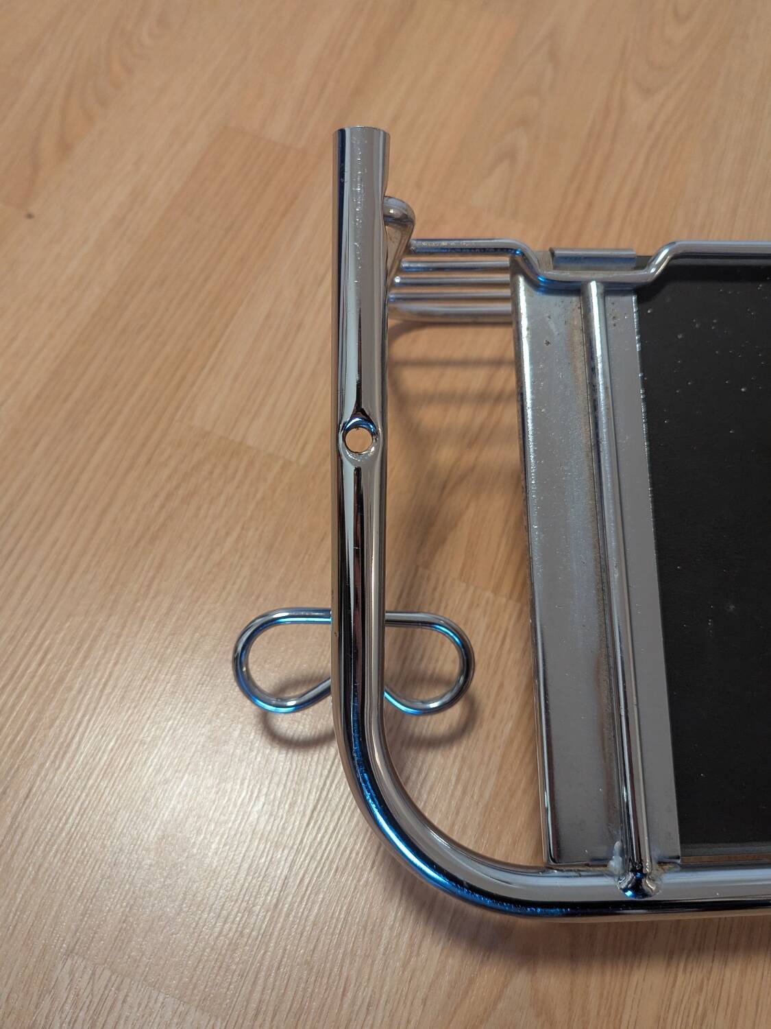 Coat rack with 4 hooks, mirror, chrome metal