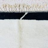 Handmade Beni Ourain Rug: Black & White Moroccan Wool Carpet 150/250cm