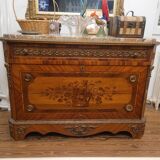 Marquetry commode Napoleon III – Marble top – Gilded bronzes