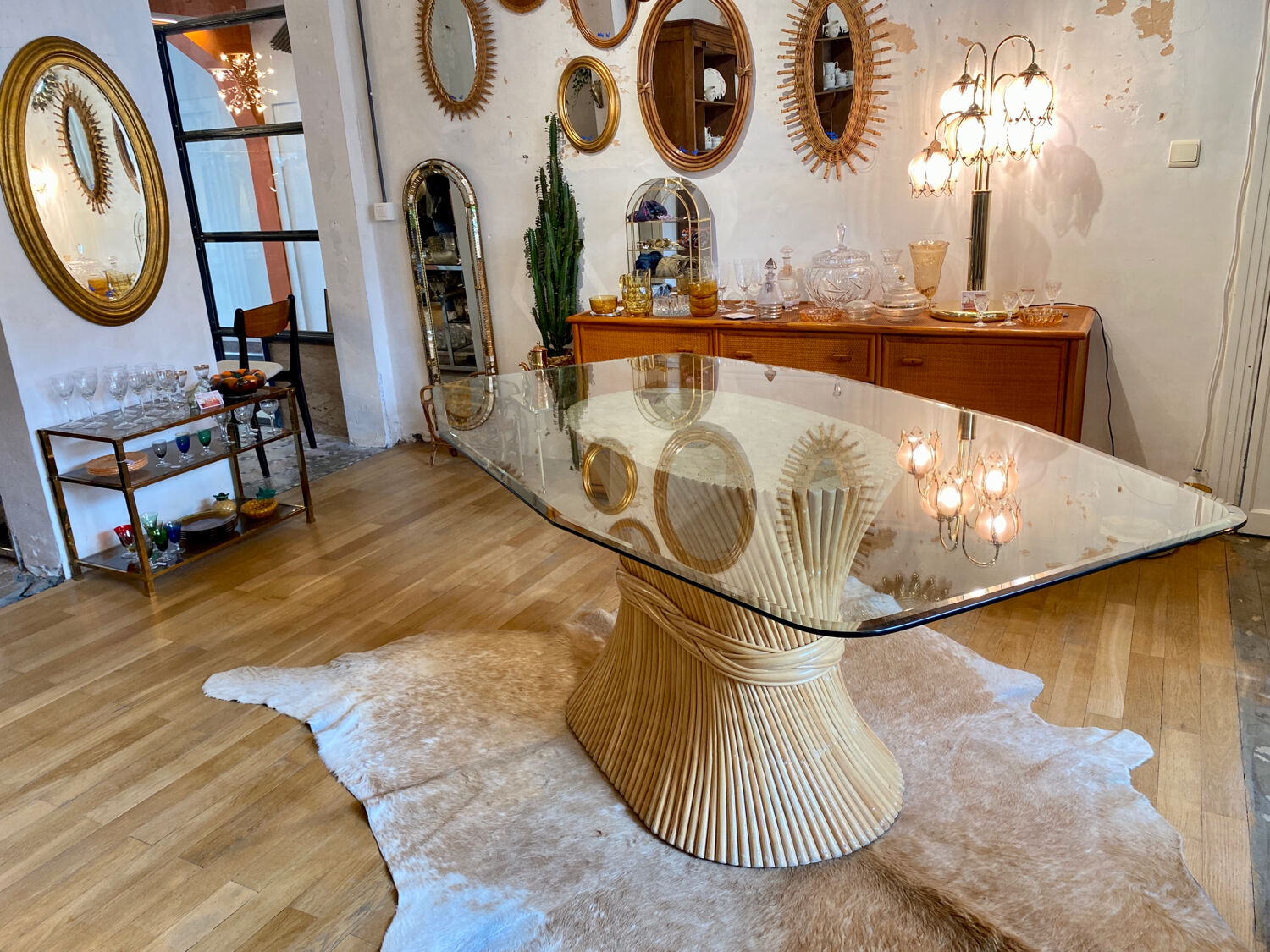 McGuire 1970 Rattan Dining Table