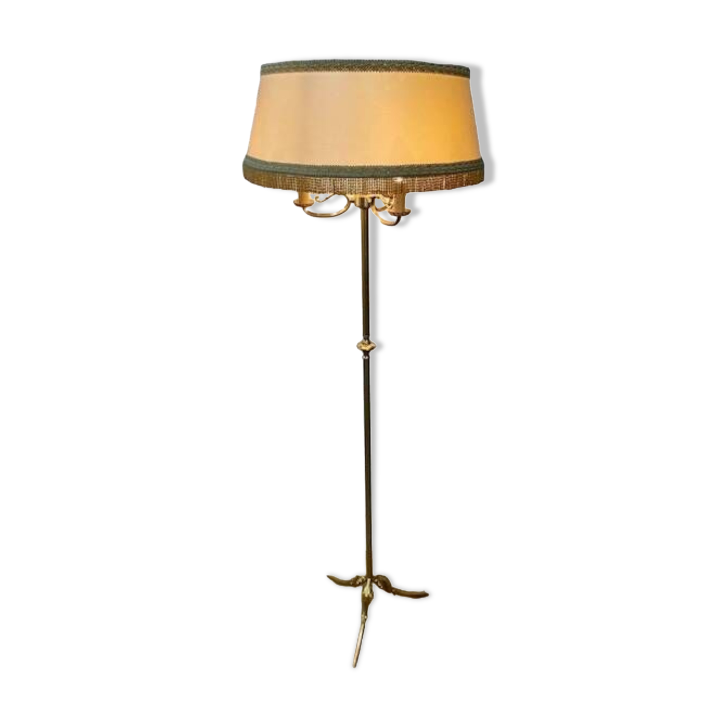 Tripod floor lamp in gold metal