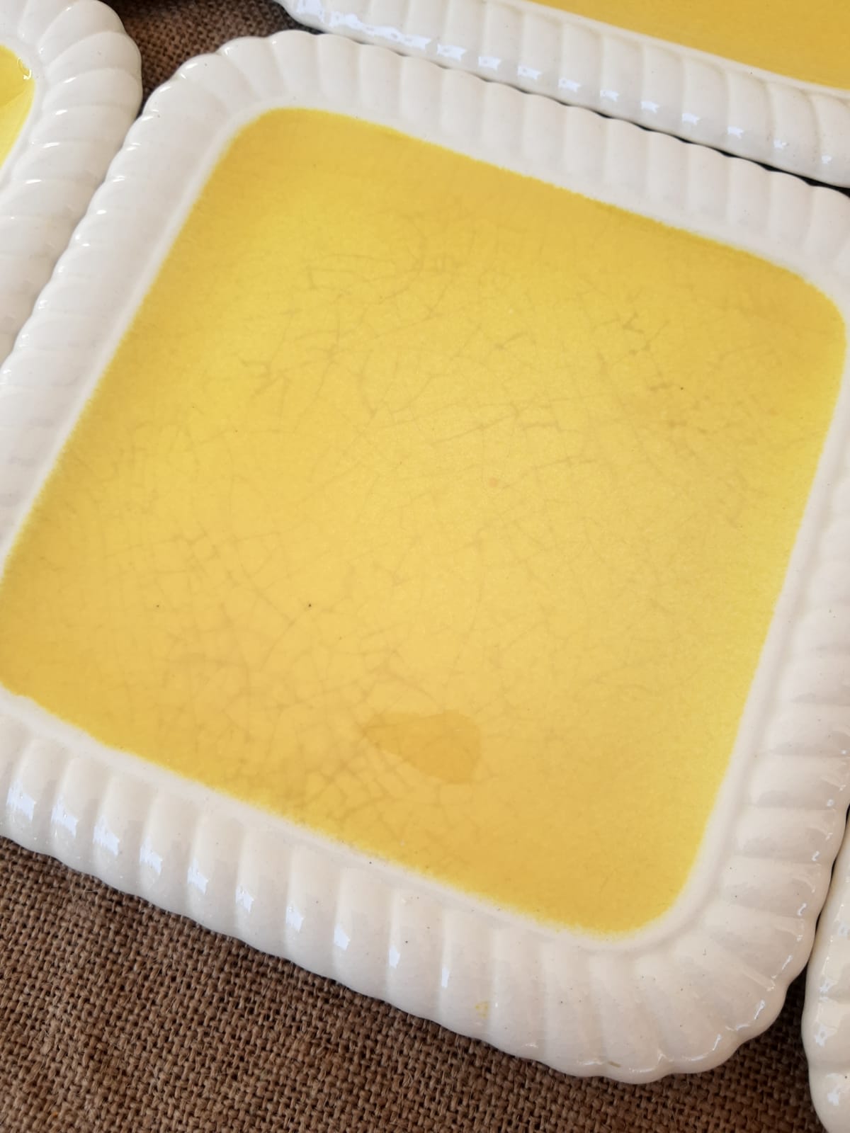 Longwy France Yellow Dessert Service