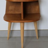 Oak-plated tripod bedside table 1950
