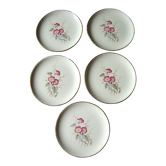 5 Assiettes à dessert Gien à décor " Liseron "