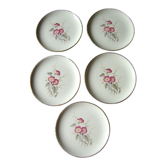 5 Gien dessert plates with "Bindweed" decoration