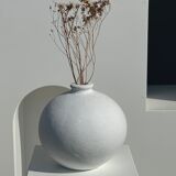 Handcrafted terracotta ball vase painted white H:24 D:26