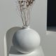 Handcrafted terracotta ball vase painted white H:24 D:26