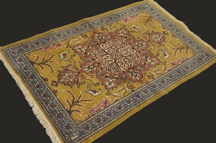 PERSIAN rugs, QOM, Iran - 80 cm x 130 cm, knotted hand, 1970