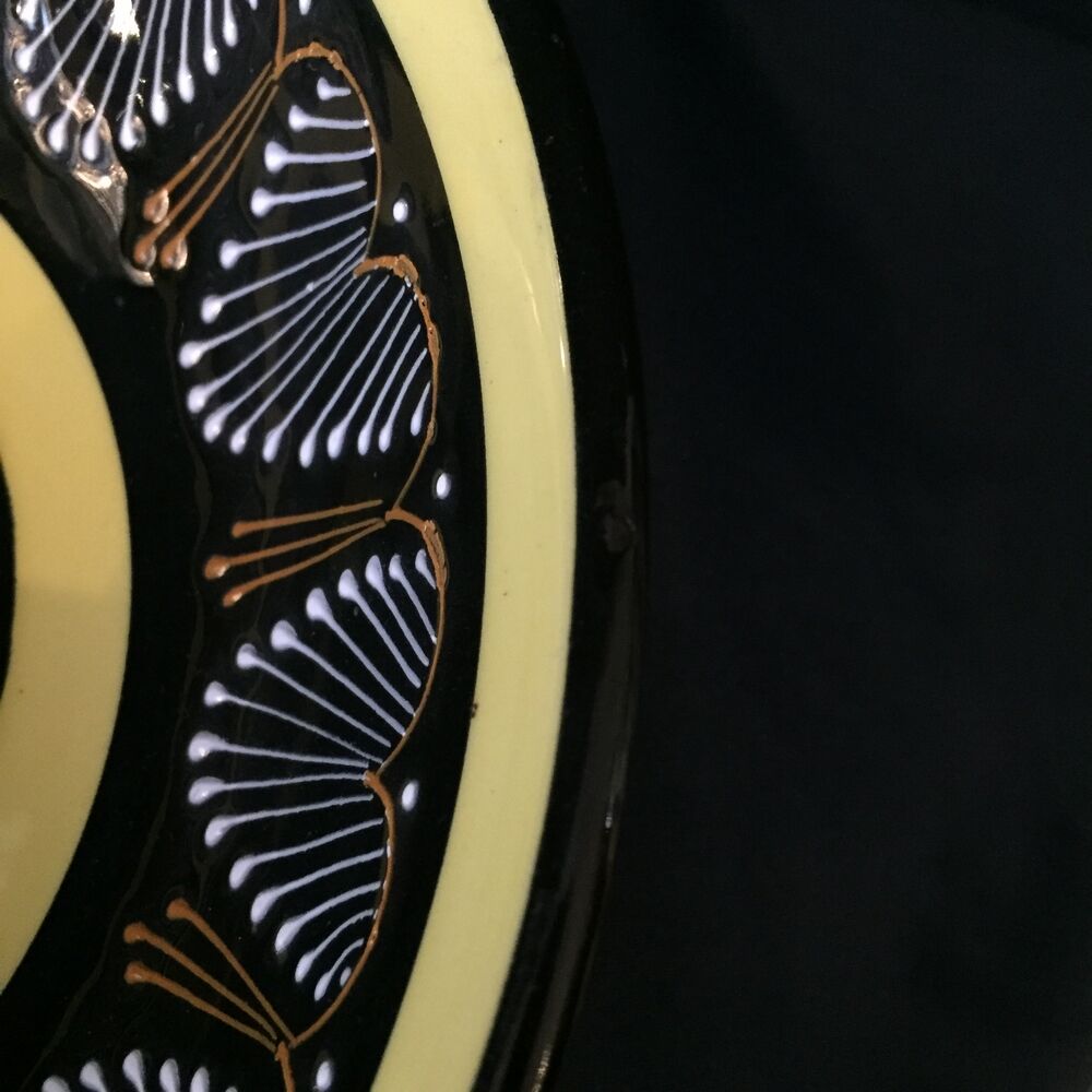 Henriot quimper fruit cup yellow black and white