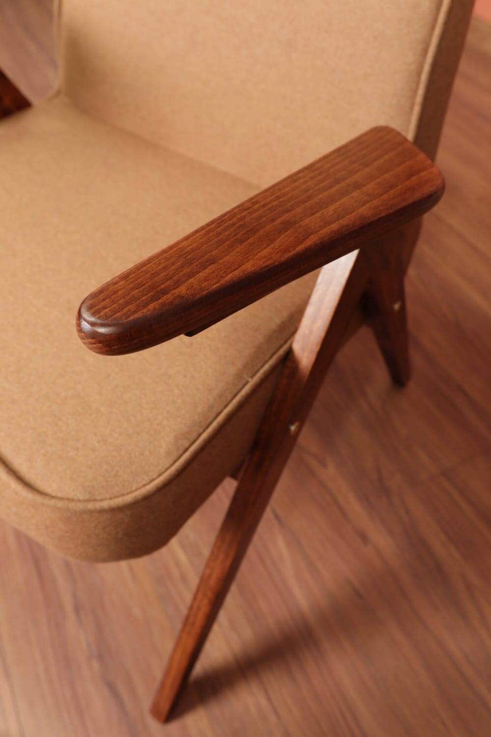 Scandinavian armchair deep brown wool space age design