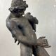 Faun with a Wineskin, Large Bronze Patina Excavated, Object from the Grand Tour, 19th Century