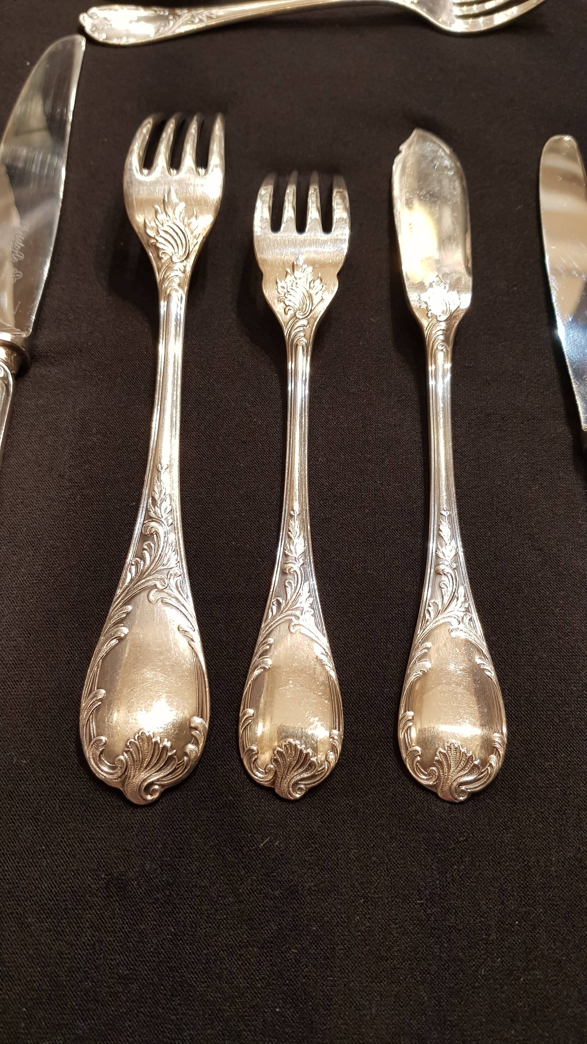 Christofle model marly ménagère silver metal