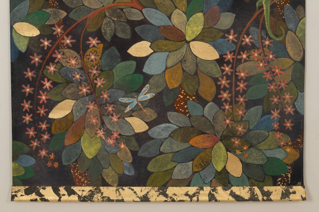 Painted canvas, contemporary decorative panel, "The Lost Paradise"