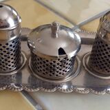 Ensemble sel poivre moutarde vintage de style huilier